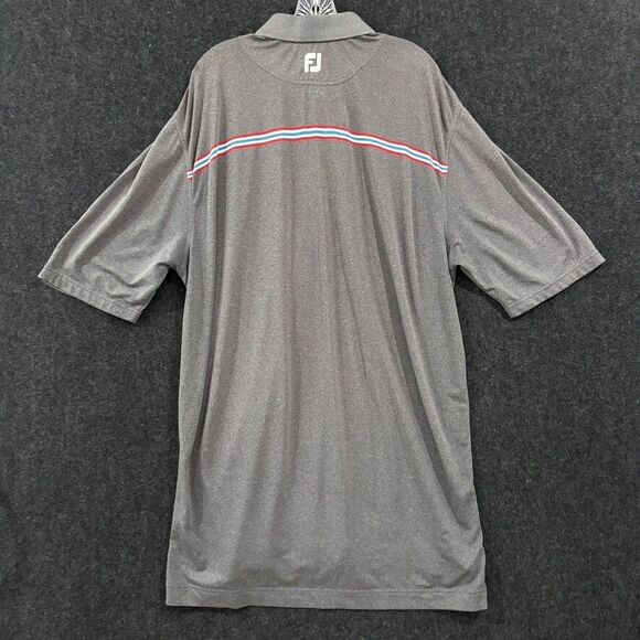 FootJoy Polo Shirt Men’s Extra Large Gray Striped Athletic Fit Golf Performance - Picture 3 of 9